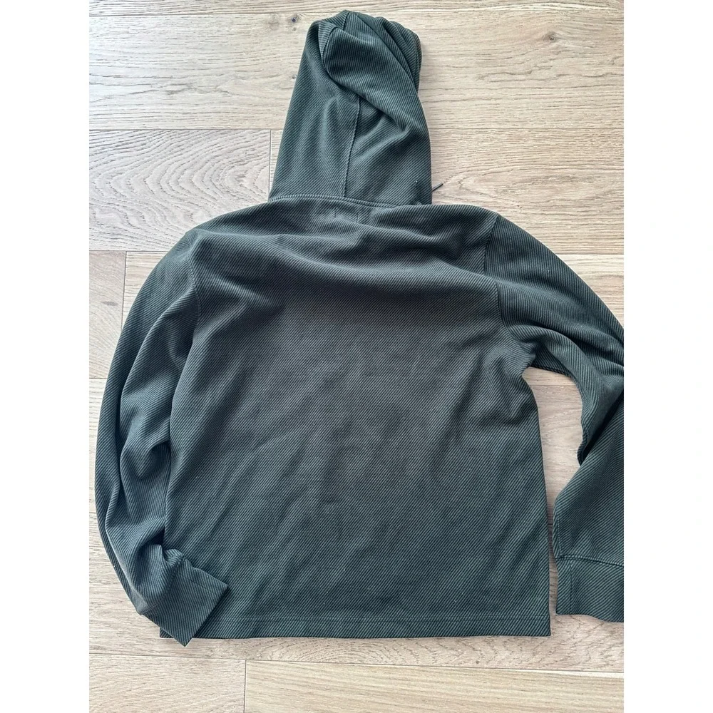 J. Crew‎ Textured Ribbed Knit Hoodie - Olive Green - Size M